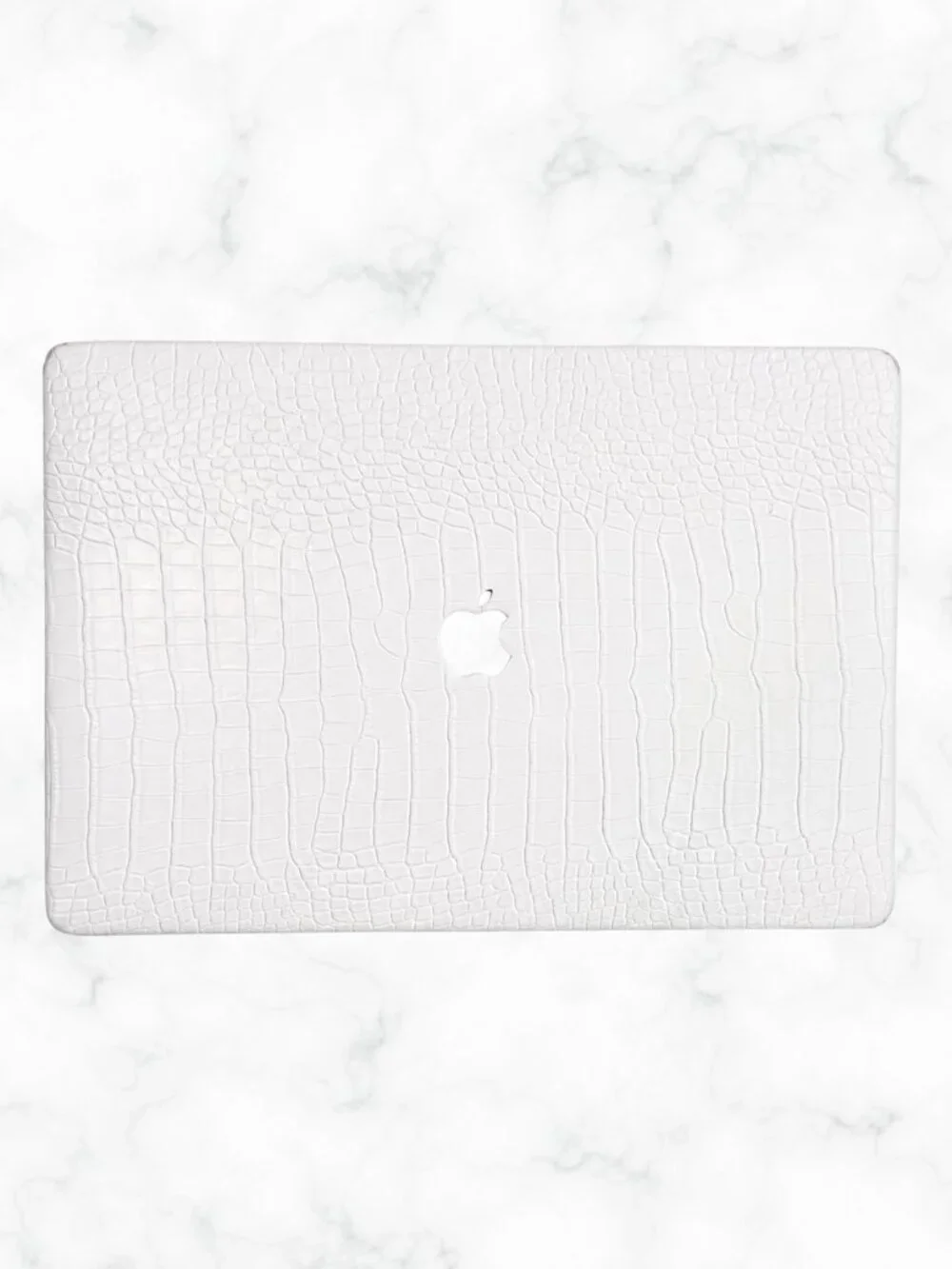Laptop Case White Crocodile Alligator  Textured Laptop Cover